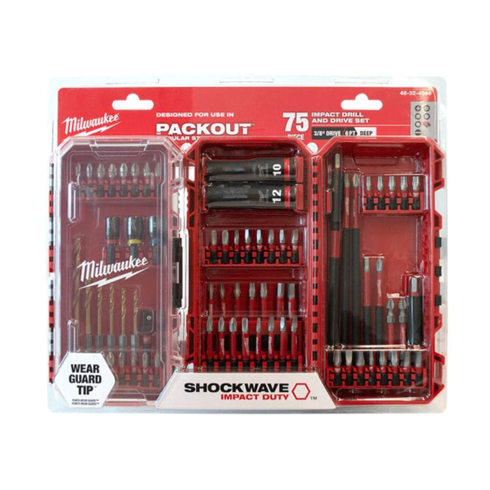 Milwaukee 48324048 75 Piece SHOCKWAVE Drill, Drive and Fastening Set