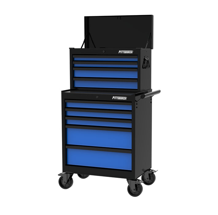 Pittsburgh P10010 26" 9 Drawer Blue & Black Tool Chest & Roller Cabinet Trolley Combo
