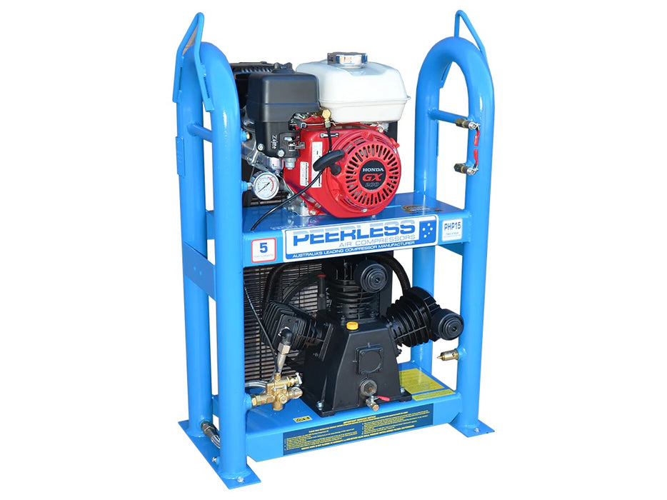 Peerless PHP15 6.0HP Honda GX200 320LPM Under & Over High Pressure Petrol Air Compressor