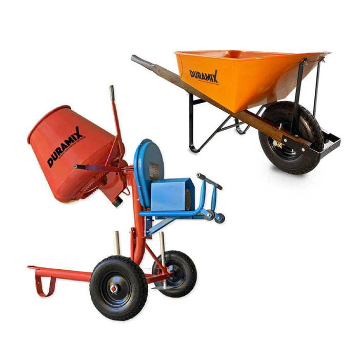 Duramix DMBM35 100L Electric Cement Mixer + DMFS100FF Steel Wheelbarrow Bundle