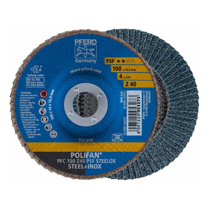 PFERD 67764100 PFC100 Z40 Grit 100mm GP Zirconia POLIFAN Flap Disc
