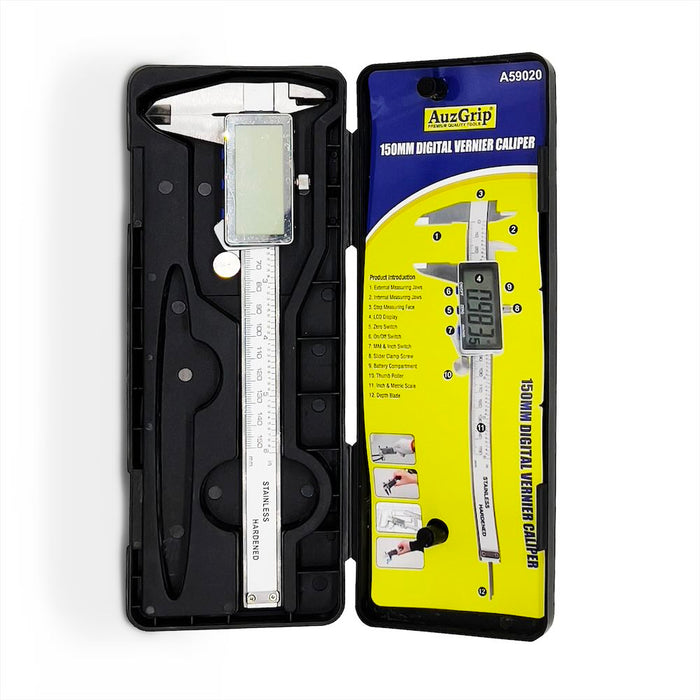 AuzGrip A59020 150mm Stainless Steel Digital Vernier Calliper