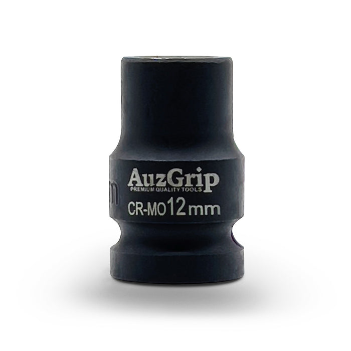 AuzGrip 12mm Metric 6 Point 1/2 inch Standard Impact Socket Set Front