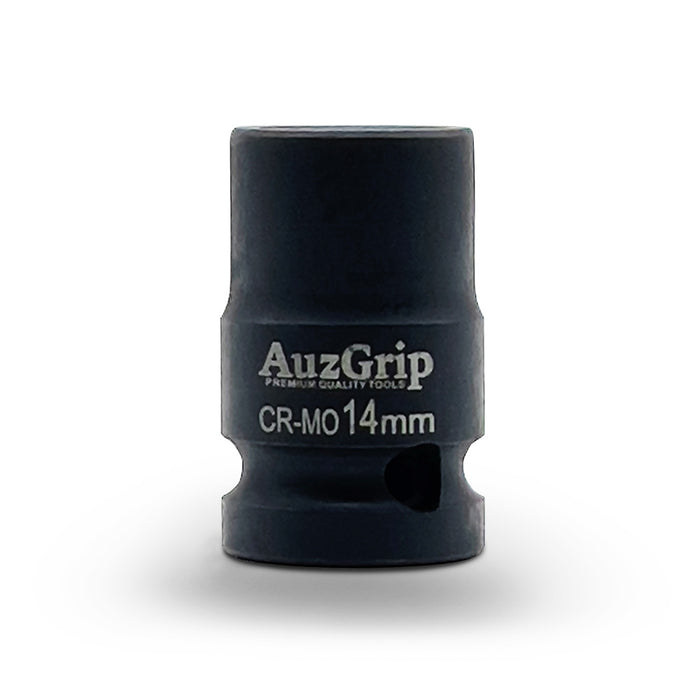 AuzGrip 14mm Metric 6 Point 1/2 inch Standard Impact Socket Set Front