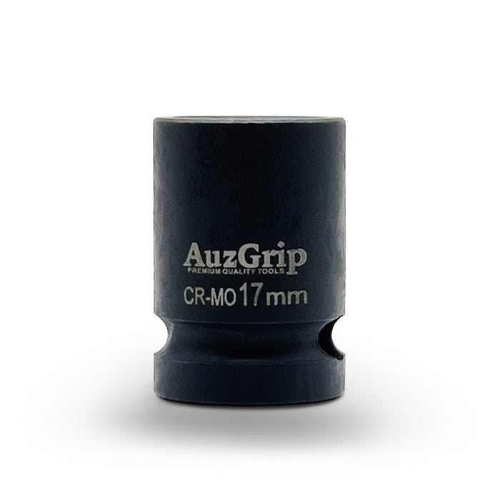 AuzGrip 17mm Metric 6 Point 1/2 inch Standard Impact Socket Set Front