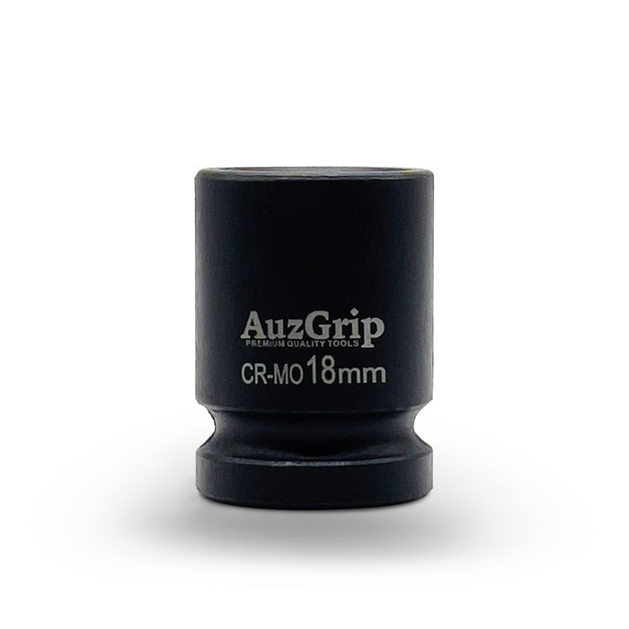 AuzGrip 18mm Metric 6 Point 1/2 inch Standard Impact Socket Set Front