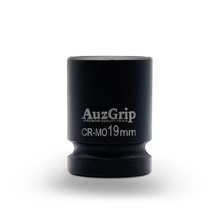 AuzGrip 19mm Metric 6 Point 1/2 inch Standard Impact Socket Set Front