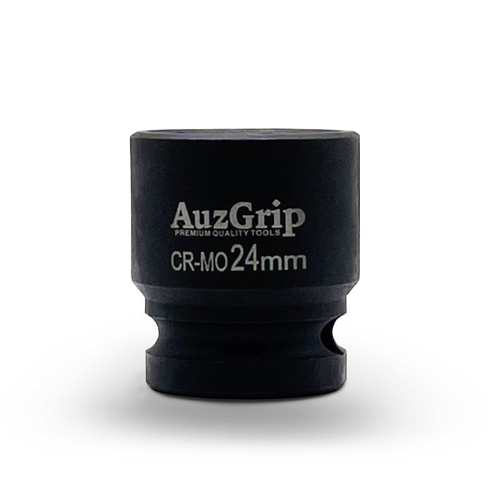 AuzGrip 24mm Metric 6 Point 1/2 inch Standard Impact Socket Set Front