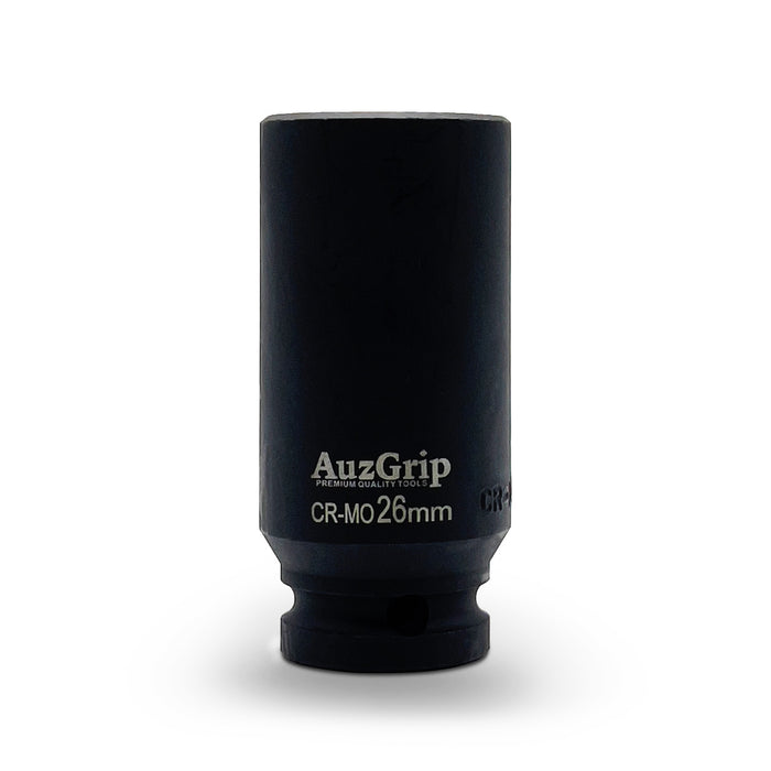 AuzGrip 26mm Metric 6 Point 1/2 inch Deep Impact Socket Set Front