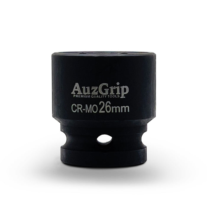 AuzGrip 26mm Metric 6 Point 1/2 inch Standard Impact Socket Set Front