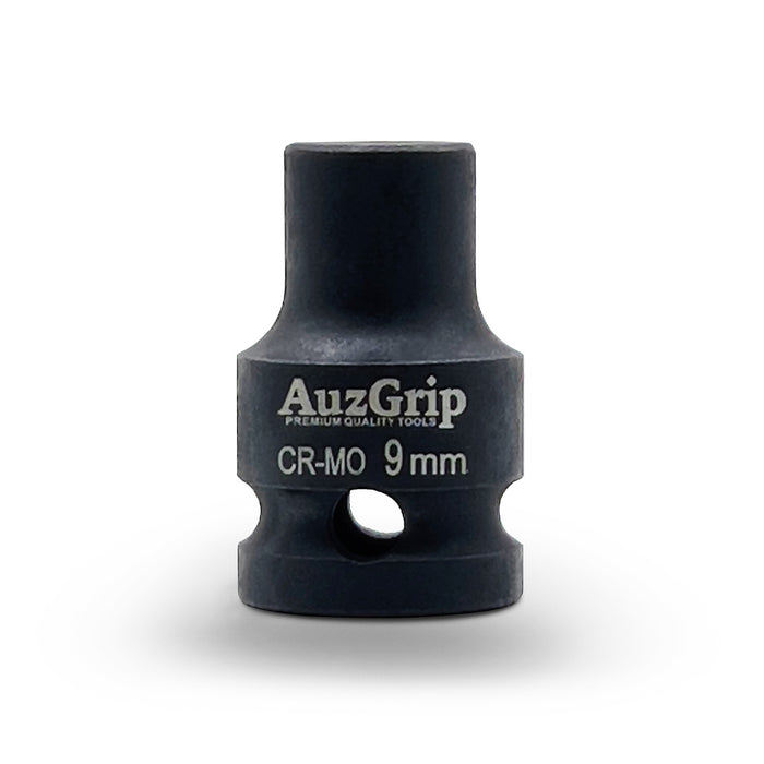 AuzGrip 9mm Metric 6 Point 1/2 inch Standard Impact Socket Set Front