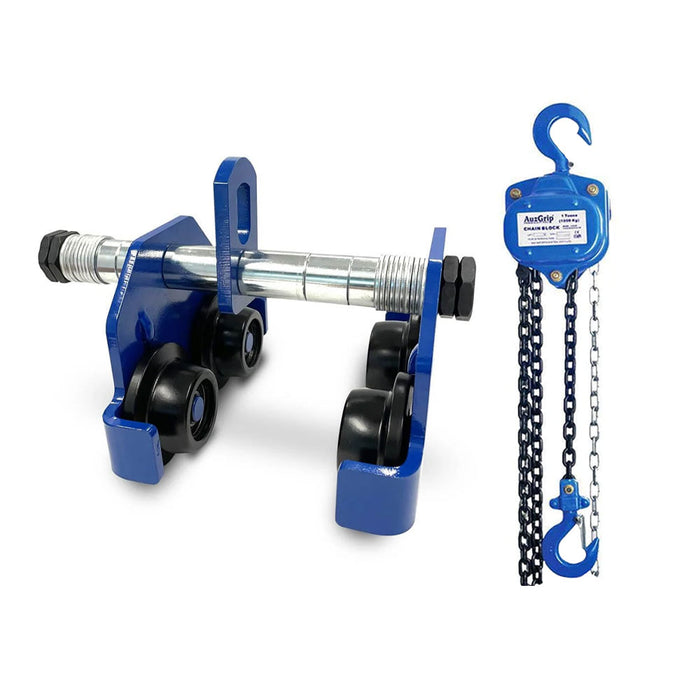 AuzGrip A18145 1T Girder Trolley + A18109 1T 3m Chain Block Bundle