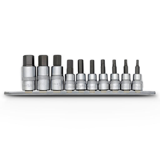 AuzGrip A71084 10 Piece SAE 3/8 Inch and 1/2 Inch Square Drive Hex Bit Socket Set Front