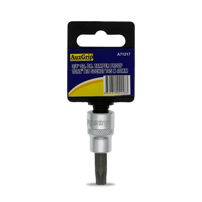 AuzGrip A71217 T45 3/8 Inch Square Drive Tamper Proof Torx Bit Socket Pack