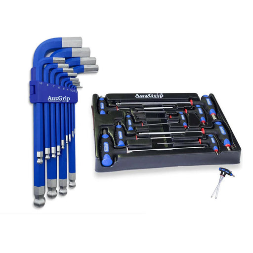 AuzGrip A71305 Jumbo Hex Key Set and A71340 T-Handle Hex Key Set Bundle