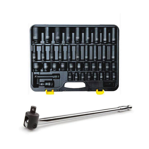 AuzGrip A84401 40pc 1/2" Metric Impact Socket Set and A67300 Breaker Bar Bundle