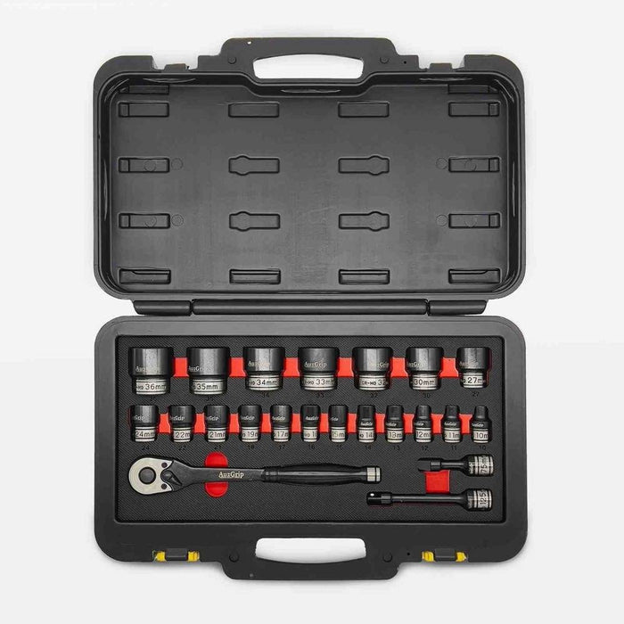 AuzGrip A84501 22 Piece Metric Thin Wall Impact Socket Set Front