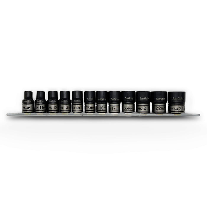 AuzGrip A84502 12 Piece Metric Thin Wall Impact Socket Set Front