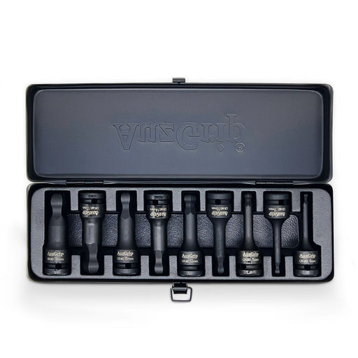 AuzGrip A84605 9 Piece Metric 1/2inch Square Drive Ball End Hex Bit Impact Socket Set PackageC