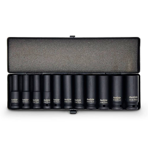 AuzGrip A84612 11 Piece Metric 6 Point Deep Impact Socket Set Front
