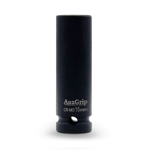 AuzGrip A84708 15mm Metric 6 Point 1/2 Inch Square Drive Deep Impact Socket Front