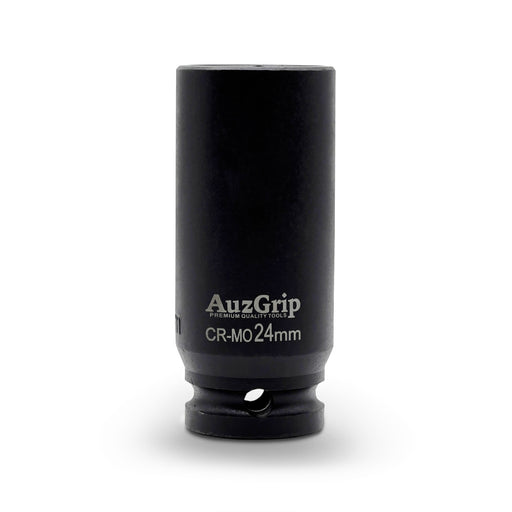 AuzGrip A84717 24mm Metric 6 Point 1/2 Inch Square Drive Deep Impact Socket Front