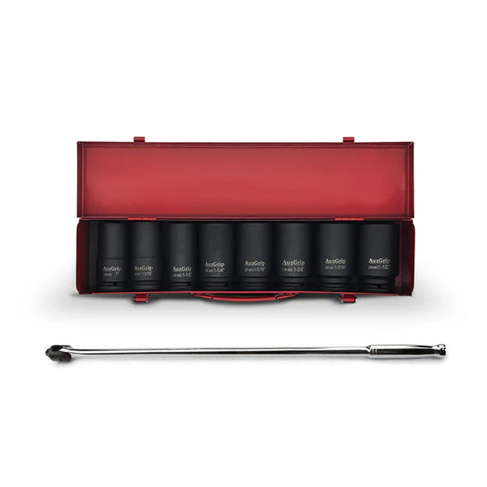 AuzGrip A86608 8pc 3/4" SAE Deep Impact Socket Set and A67310 Breaker Bar Bundle