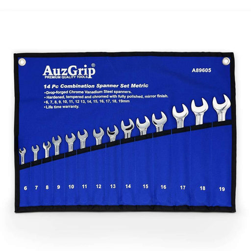 AuzGrip A89605 14 Piece Metric Combination Spanner Set Front