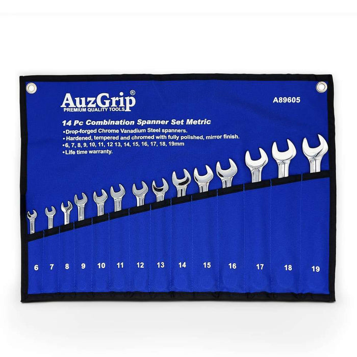 AuzGrip A89605 14 Piece Metric Combination Spanner Set Front