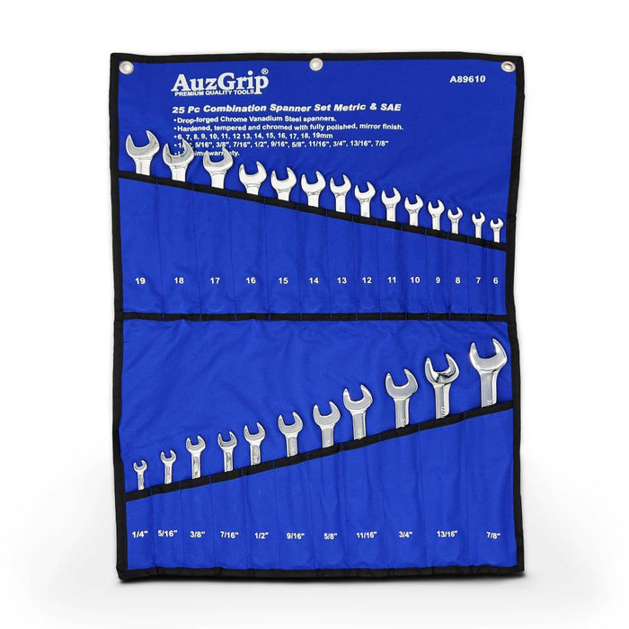 AuzGrip A89610 25 Piece Combination Spanner Set Front