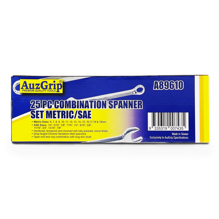 AuzGrip A89610 25 Piece Combination Spanner Set PackageA