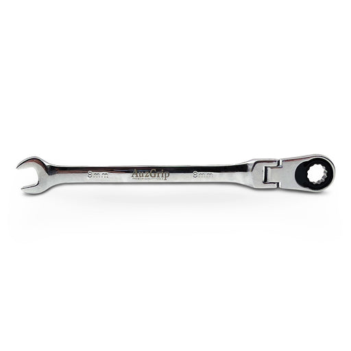 AuzGrip A89715 8mm Flexible Open End Ring Combination Ratchet Spanner Front