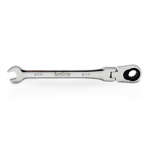 AuzGrip A89716 9mm Flexible Open End Ring Combination Ratchet Spanner Front