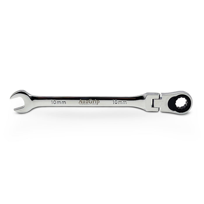 AuzGrip A89717 10mm Flexible Open End Ring Combination Ratchet Spanner Front