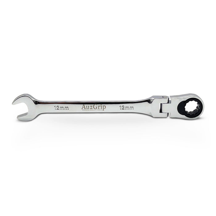 AuzGrip A89719 12mm Flexible Open End Ring Combination Ratchet Spanner Front