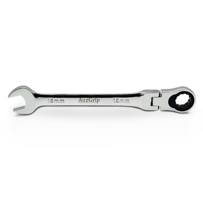 AuzGrip A89723 16mm Flexible Open End Ring Combination Ratchet Spanner Front