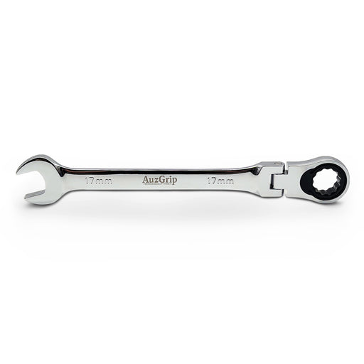 AuzGrip A89724 17mm Flexible Open End Ring Combination Ratchet Spanner Front