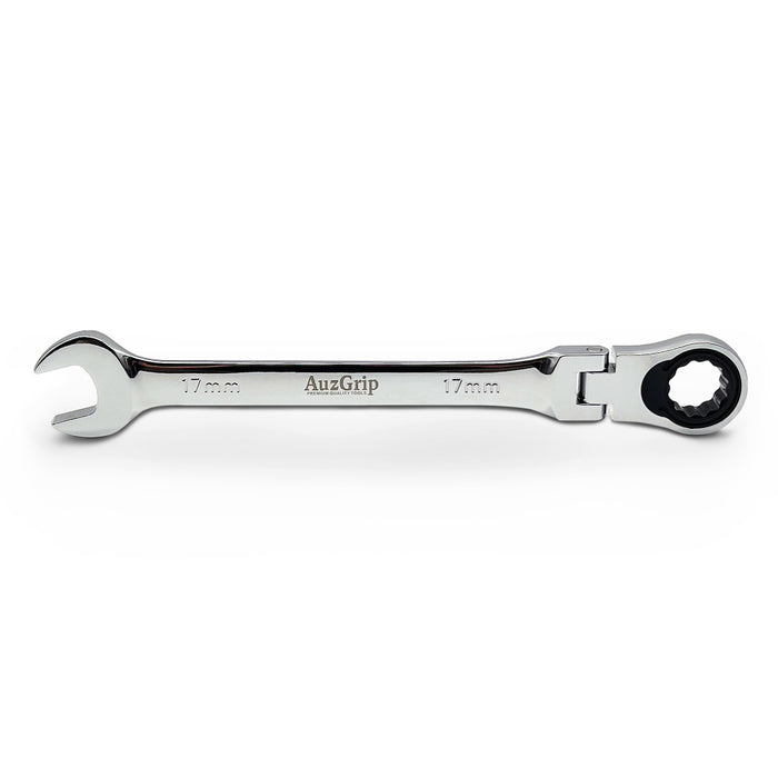 AuzGrip A89724 17mm Flexible Open End Ring Combination Ratchet Spanner Front