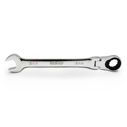 AuzGrip A89725 18mm Flexible Open End Ring Combination Ratchet Spanner Front