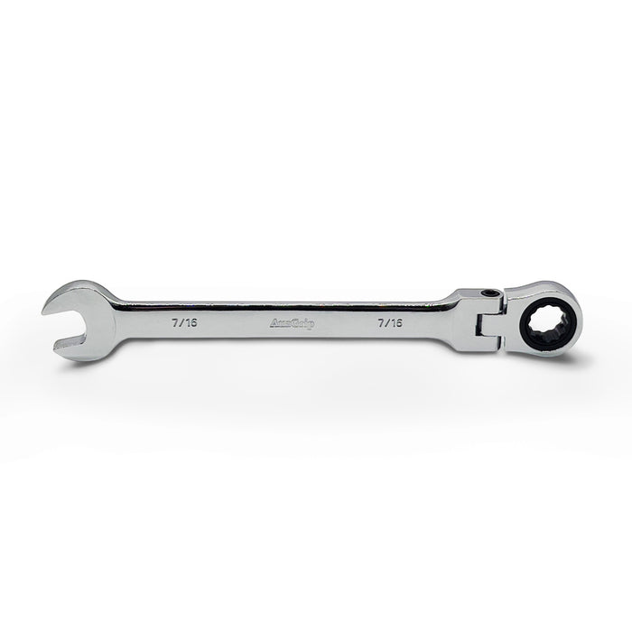 AuzGrip A89742 7/16 Inch Flexible Open End and Ring Combination Ratchet Spanner Front
