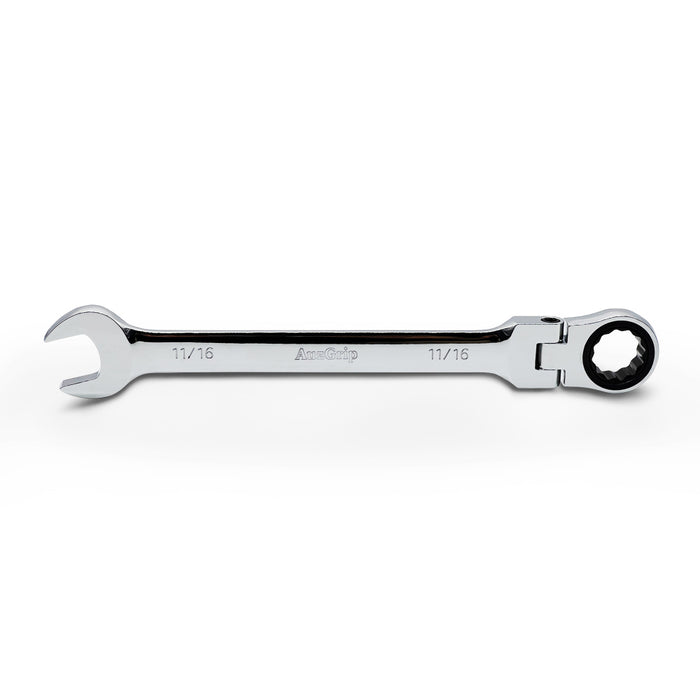AuzGrip A89746 11/16 Inch Flexible Open End and Ring Combination Ratchet Spanner Front