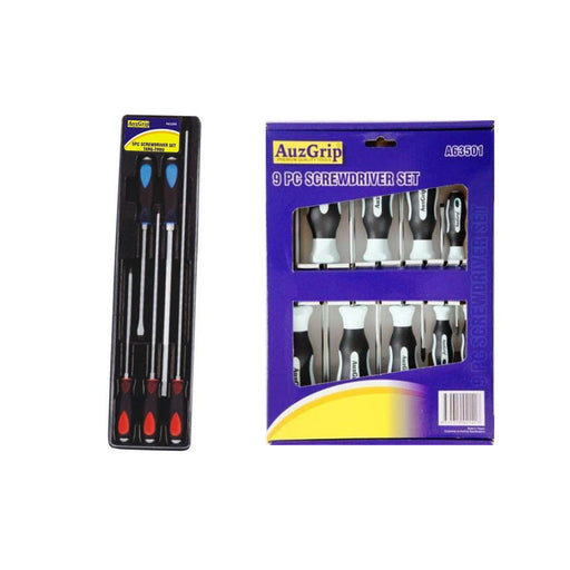 AuzGrip A63200 Tang-Thru Screwdriver Set and A63501 Screwdriver Set Bundle