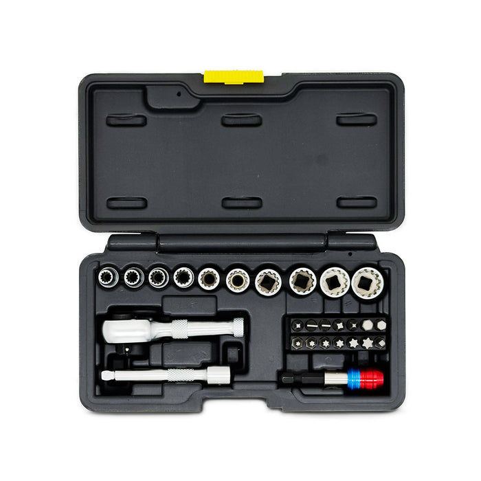 AuzGrip A70715 28 Piece Metric 1/4" Dual Drive Spline Socket Bit Set