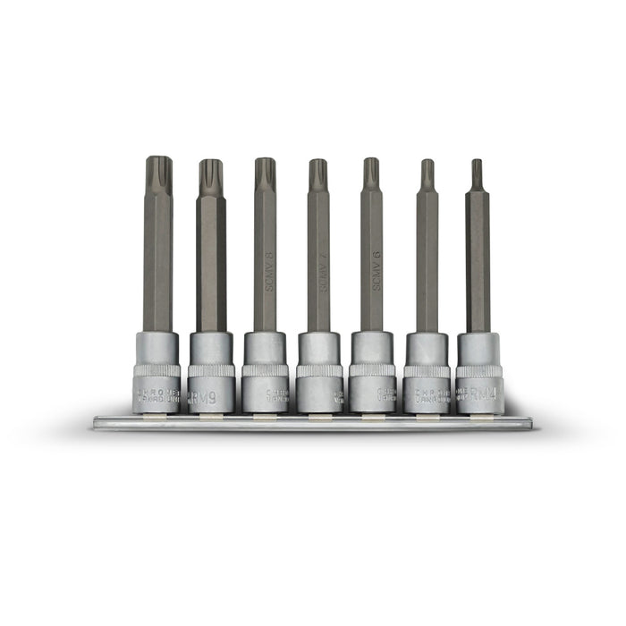 AuzGrip A70915 7 Piece 95mm 3/8" Square Drive Ribe Socket Bit Set