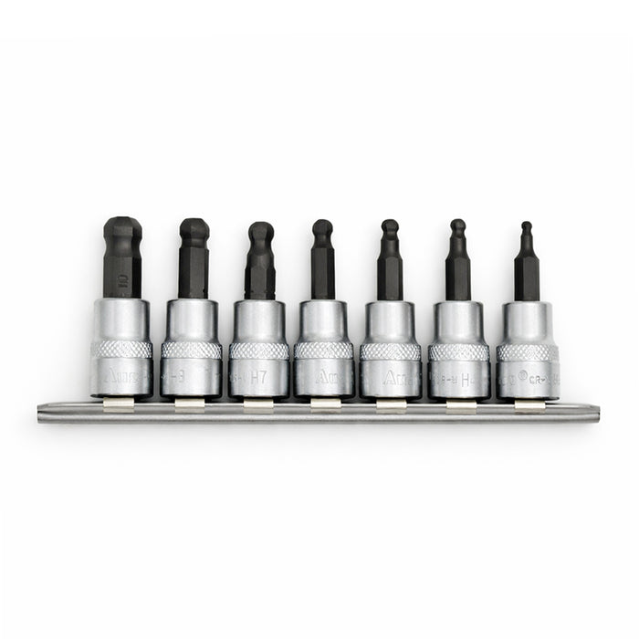 AuzGrip A71038 7 Piece Metric 3/8" Square Drive Hex Ball-End Socket Bit Set