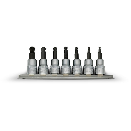 AuzGrip A71040- 7 Piece SAE 3/8" Square Drive Hex Ball-End Socket Bit Set