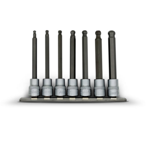 AuzGrip A71050 7 Piece 100mm Metric 3/8" Square Drive Hex Ball-End Socket Bit Set