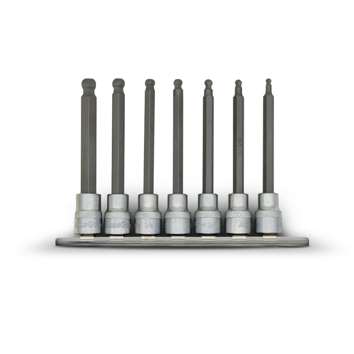 AuzGrip A71060 7 Piece 3/8"Square DriveSae Hex Ball-end Socket Bit Set 100mm