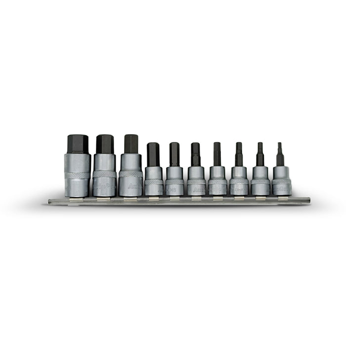 AuzGrip A71070 10 Piece Metric 3/8" & 1/2" Square Drive Hex Bit Socket Set