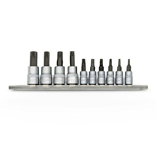 AuzGrip A71220 10 Piece 1/4" & 3/8" Square Drive Tamper Proof Torx Bit Socket Set